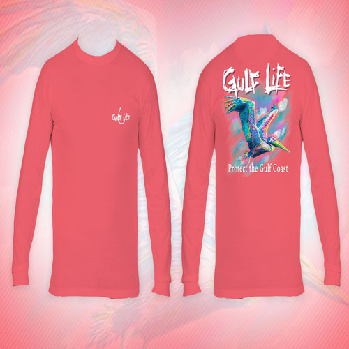 Gulf Life - Protect The Gulf Coast - 
Watermelon Pelican Long Sleeve